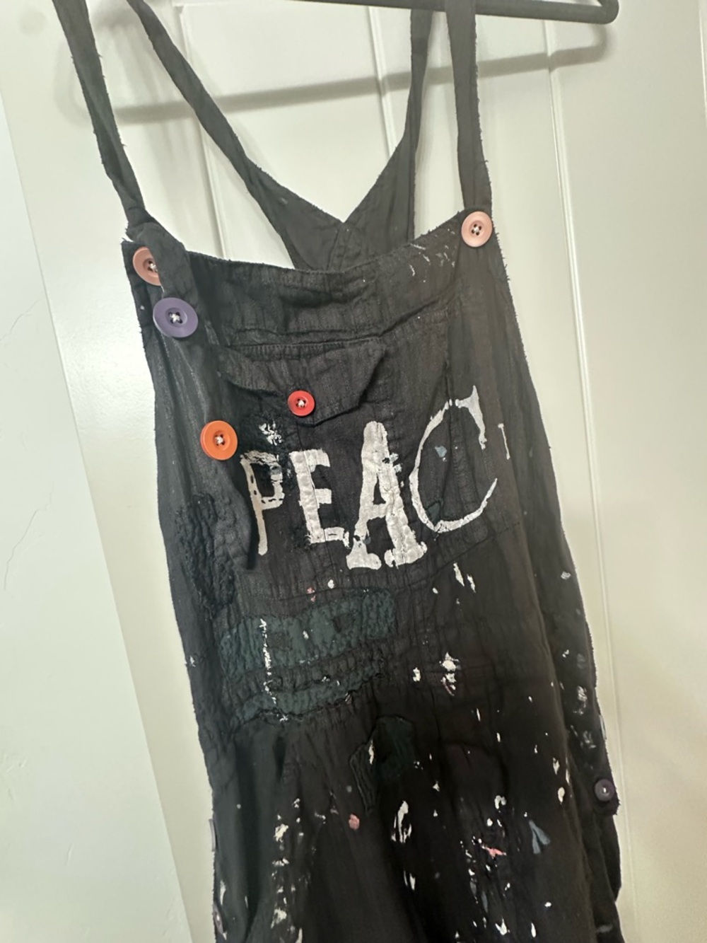 NWT Magnolia Pearl Black Peace  Paint-Splatter Overalls